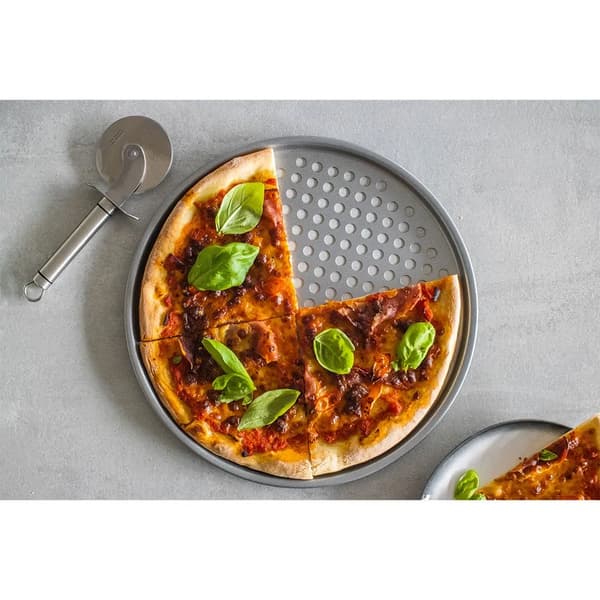 Craft perforeret pizzaplade 33 cm Sølv