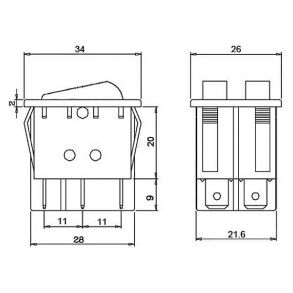 Euroconnex dpdt 3819v Luminous Switch Grön