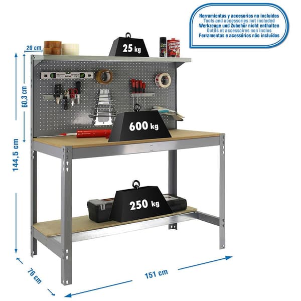 Simonrack bt3 1500 arbetsbänk grå/trä