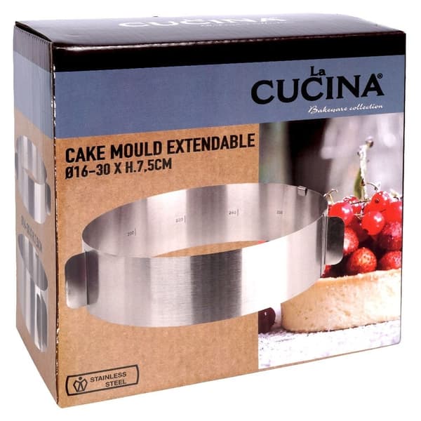 la-cucina justerbar bageform i rustfrit stål 16-30 cm