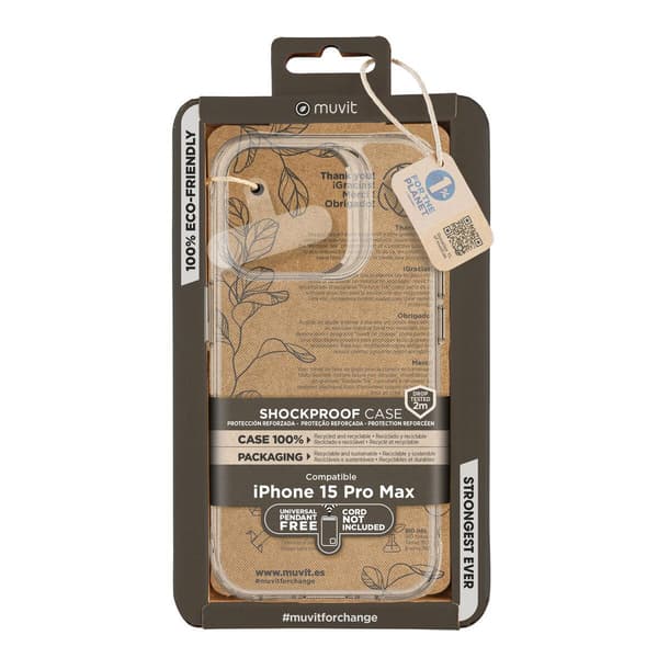Muvit Recycletek transparent skydd till iPhone 15 Pro Max