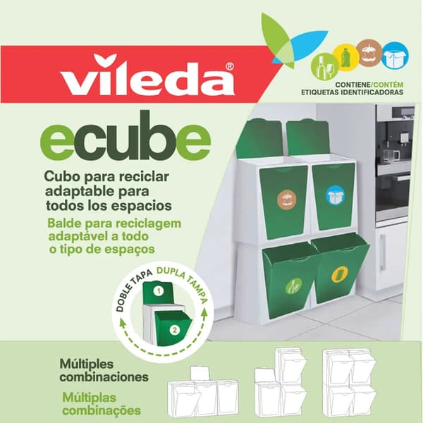 Vileda ecube genbrugsbeholder 10l grøn/grå