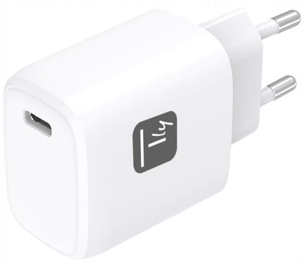 Techly GaN USB-C 20W vit väggladdare