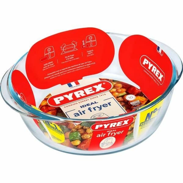 Pyrex rund ugnsform 26 cm borosilikatglas 2,3 l