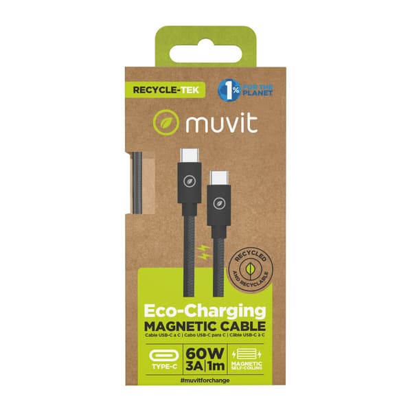 Muvit DC-363C-C magnetisk USB-C kabel 1m sort