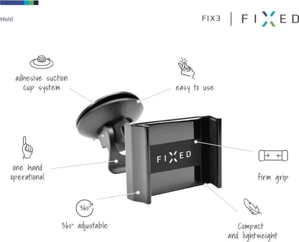 Fixed fix3 telefonholder sort 60-90mm