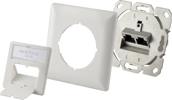 Renkforce rf-4695152 netværksstik flush mount CAT 6A 2 porte hvid