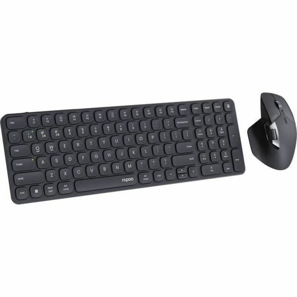 Rapoo 9760m trådløst tastatur og mus combo i mørkegrå/sort