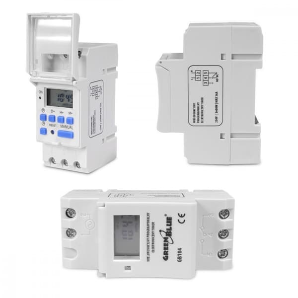 GreenBlue GB104 digital timer för DIN-skena med 16 program