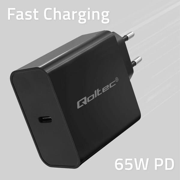 Qoltec 52379 musta pikalataaja 65W USB-C