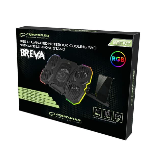 Esperanza EGC107 RGB Køleplade til bærbare computere op til 17 tommer
