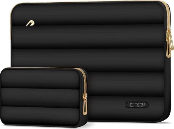 Tech-Protect Puffy sort laptoptaske med skumindlæg