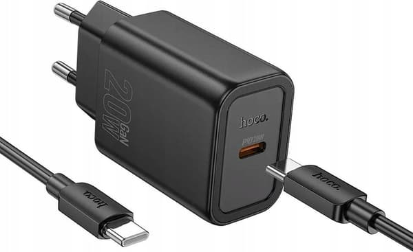 Hoco n60 vægoplader USB-C 20W med kabel USB-C til Lightning 1m sort