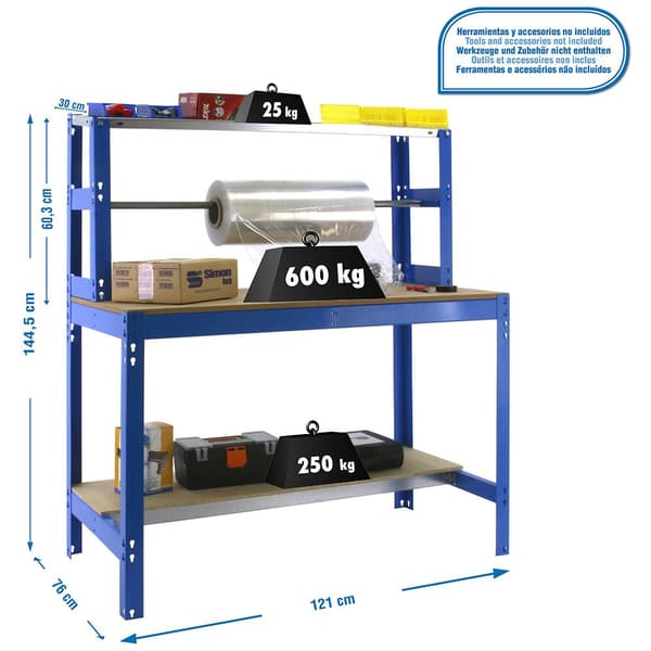 Simonrack bt4 1200 arbetsbänk blå/trä