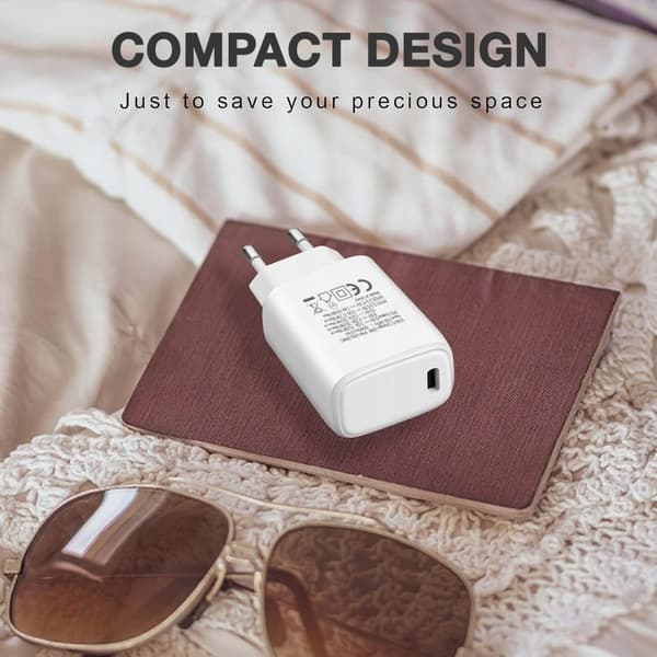 Techly GaN USB-C 20W hvid væglader