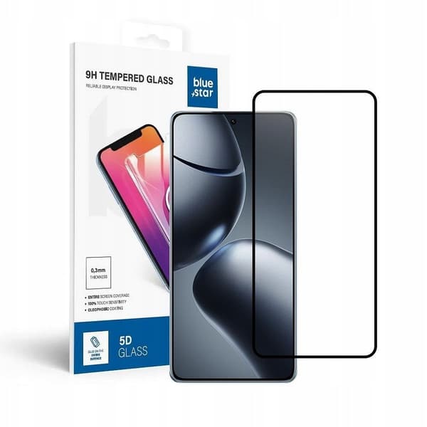 Blue Star 5D Tempered Glass til Xiaomi 14T - Sort