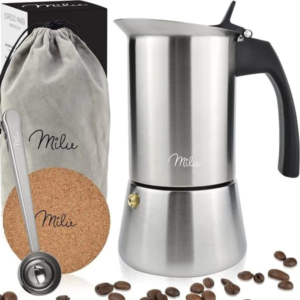 milu espresso maker induktionskompatibel 450ml silver