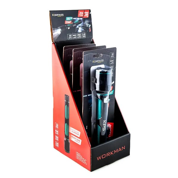 korpass LED lommelygte 30W 3000 lumen Sølv