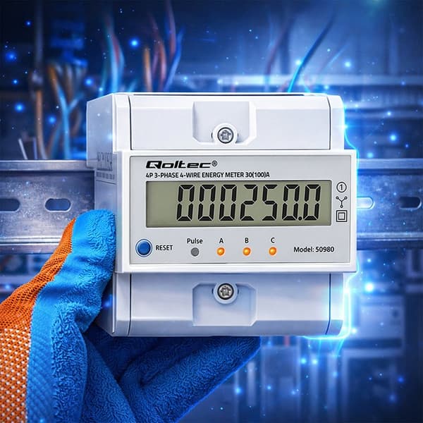Qoltec trefaset elektronisk energimåler 100A