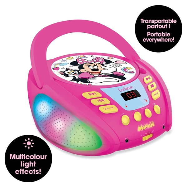 Lexibook RCD109MN Bluetooth CD-soitin valotehosteilla, Vaaleanpunainen