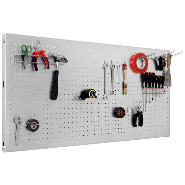 Simonrack panelclick værktøjsopbevaringspanel sølv 1200x600 14 kroge 3 tilbehør