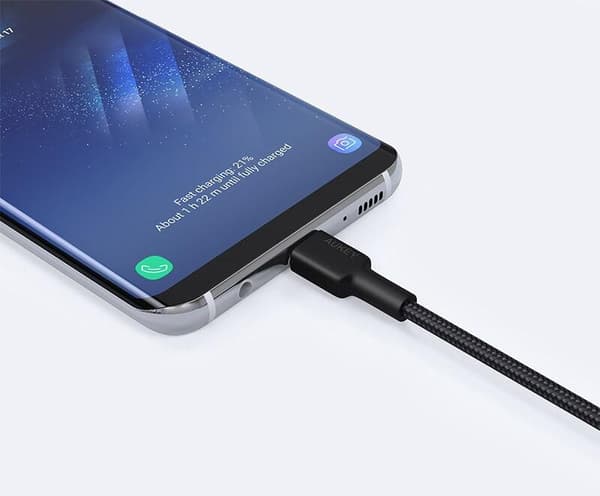 Aukey CB-CA2 USB-A till USB-C kabel 2 meter svart