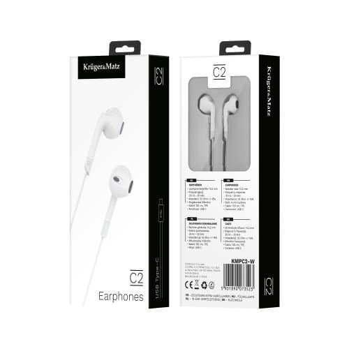Kruger&Matz C2 in-ear hörlurar USB-C vit