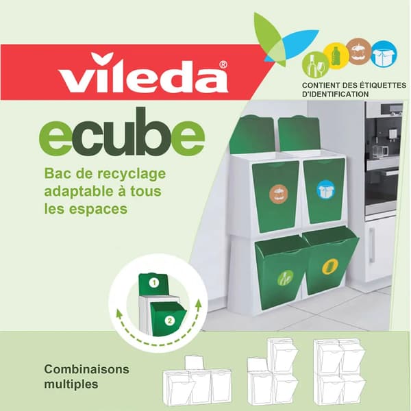 Vileda ecube genbrugsbeholder 10l grøn/grå