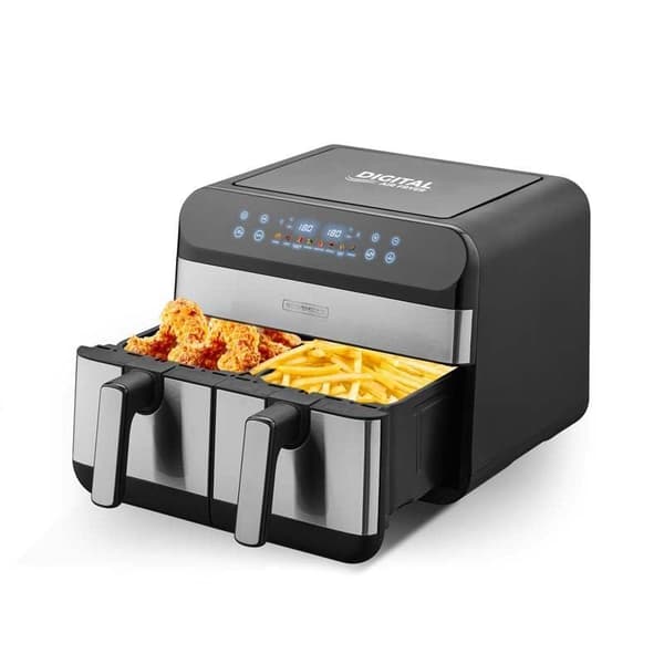 Kitchencook AIRFLOW9 2400W 9L Luftfriture i Rustfrit Stål/Sort