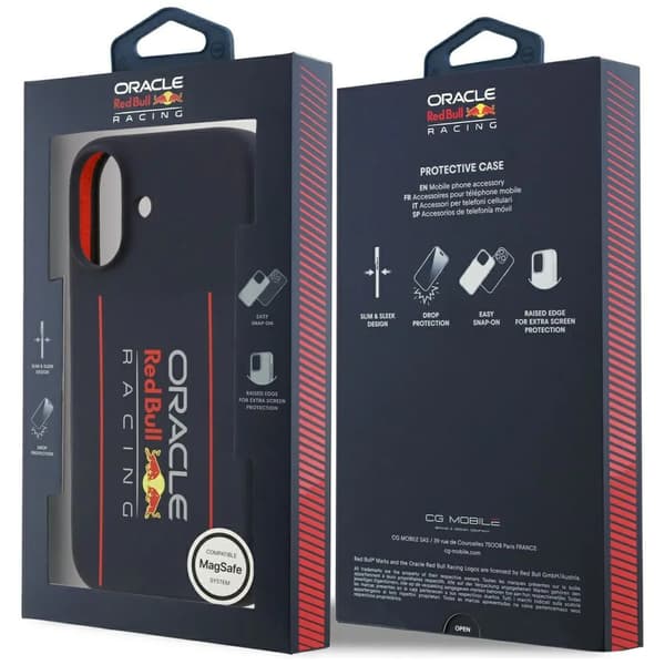 Red Bull oversize vertical logo silikonfodral MagSafe i navy blå