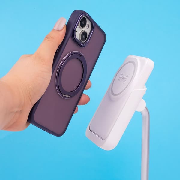 Telforceone Mag Ring Rotating iPhone 12/12 Pro Telefoncover Lilla