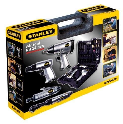 Stanley 8221074stn pneumatiske værktøjssæt 34 dele sort