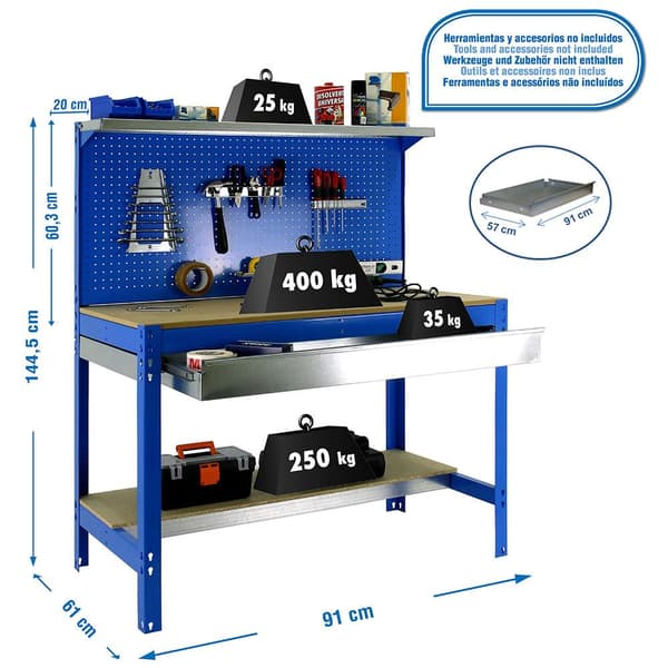 Simonrack bt3 box 900 blå/træ 400 kg