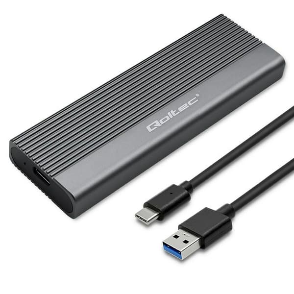 Qoltec 52267 SSD-enclosure M.2 SATA USB-C 2TB Gray