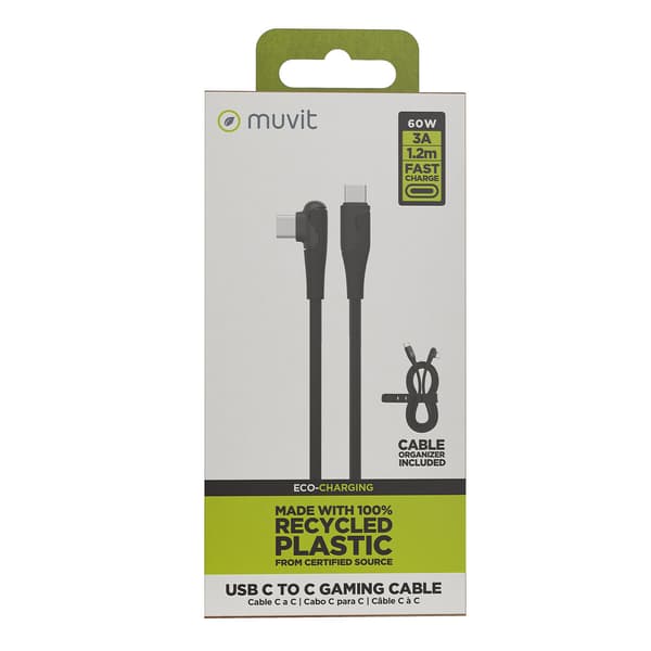 Muvit mc133-r USB-C kabel 3A/60W 1.2m sort