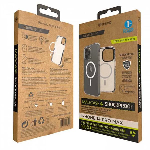 Muvit Recycletek MagSafe Stødabsorberende Transparent/Sort