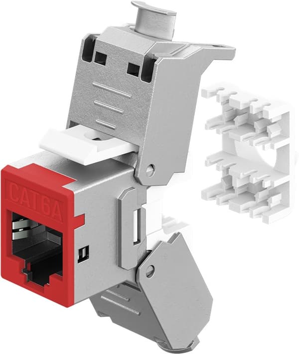 Goobay keystone module rj45 cat 6a stp slim röd