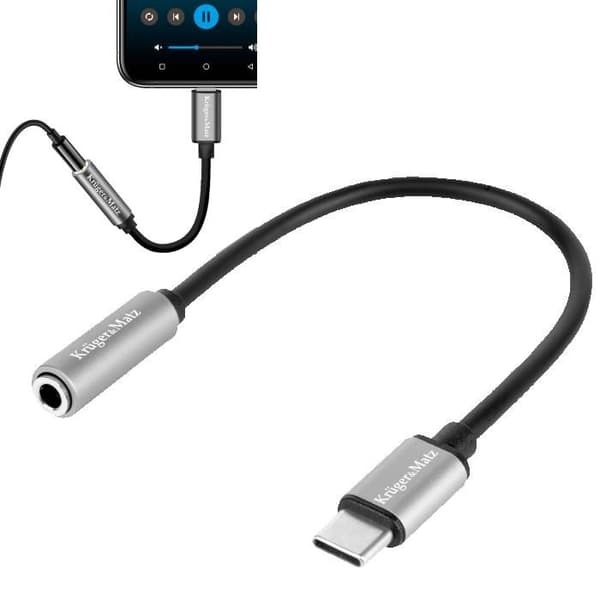 Kruger&Matz adapter usb-c auf mini jack aluminium silver 17.5cm