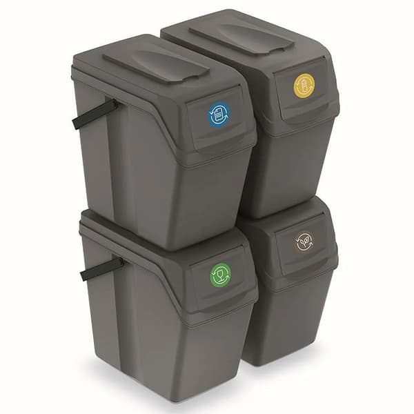 Prosperplast sortibox genbrugsbeholder 4x25l grå