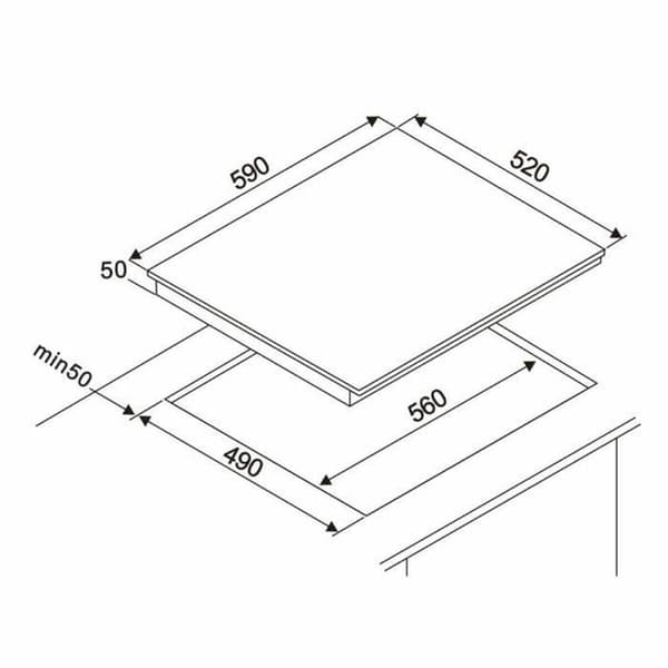 Oceanic vitroceramisk kogeplade 4 zoner sort