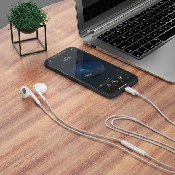 Dudao x14prol-w1 in-ear hörlurar Lightning vit