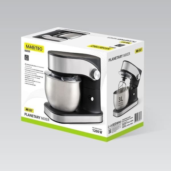 Maestro MR-557 Planetarisk Mixer 1200W 3L Sort