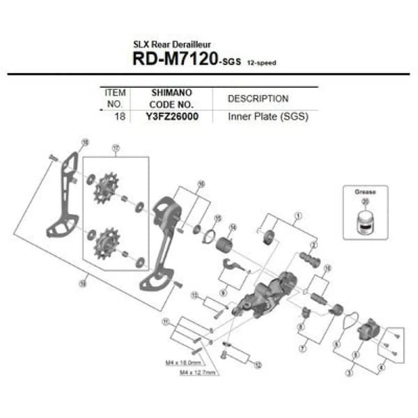 Shimano RD-M7120 sisäketjun levy musta
