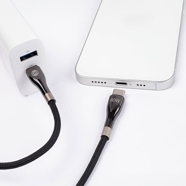 techonic sleek USB-C kabel 60W 2m svart