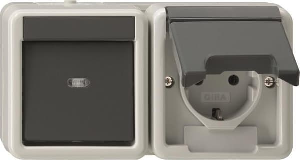 Gira 417730 Kombi socket IP44 Gray