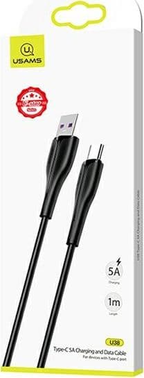 USAMS u38 USB-C latauskaapeli 5A 1m musta
