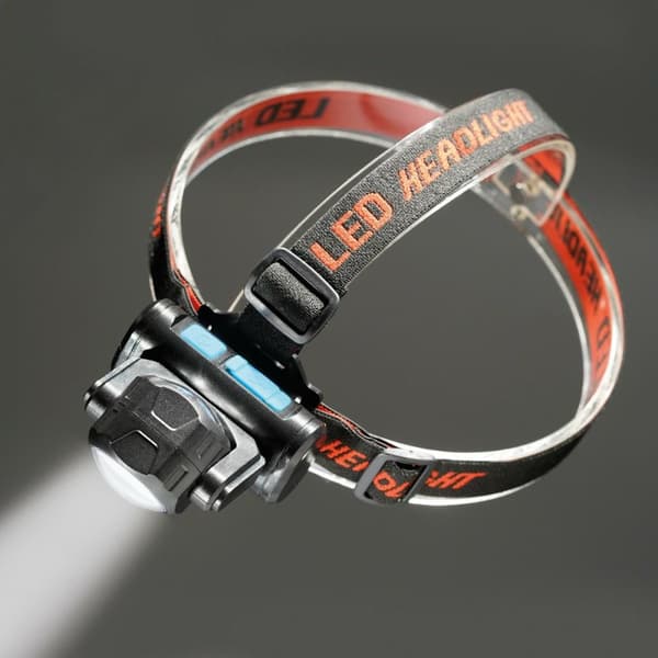 Tiross TS-1960 Hovedlampe med 2W/3W LED og COB, Sort
