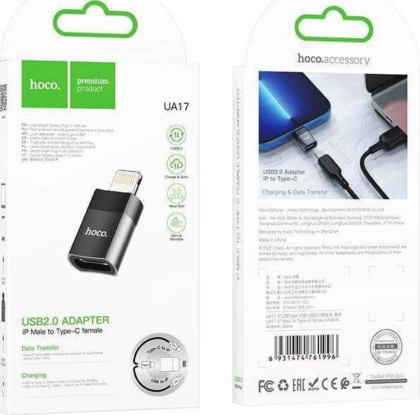 Hoco ua17 USB-C till Lightning adapter svart