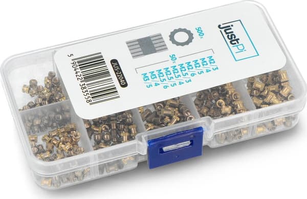 justpi 500-pack messingindsatser til 3D-print
