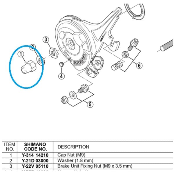 Shimano cap nut M9 silver